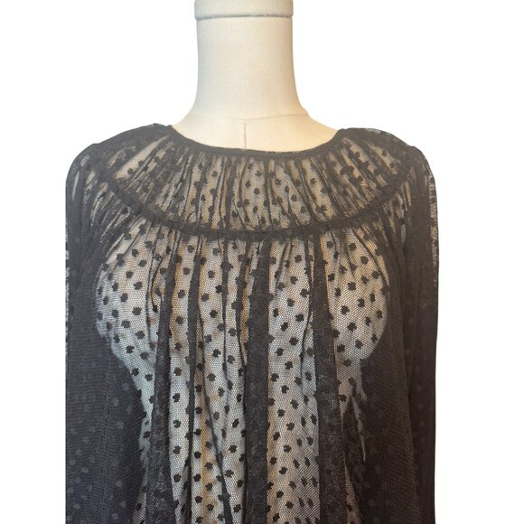 2/$30 ZARA M Black Sheer Polka Dot Blouse - Picture 5 of 16